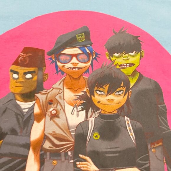 Vintage Gorillaz Long Sleeve T Shirt Double Sided Graphic Size Medium Y2K Blue - Picture 3 of 16